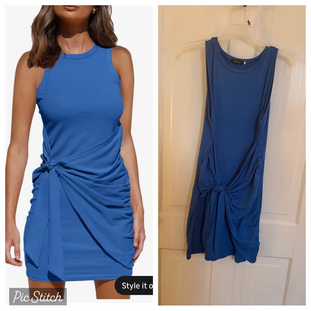 Amazon Royal Blue Knot-Front Mini Dress